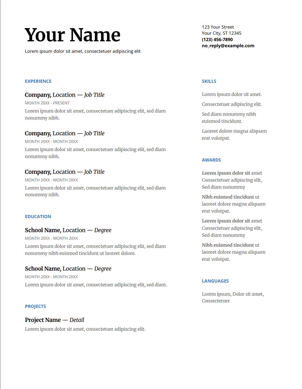 MF Resume Merri Template