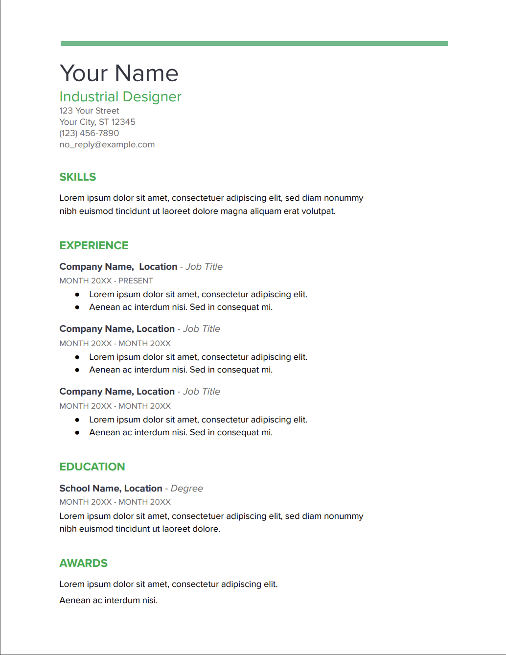 MF Resume Proxima Template