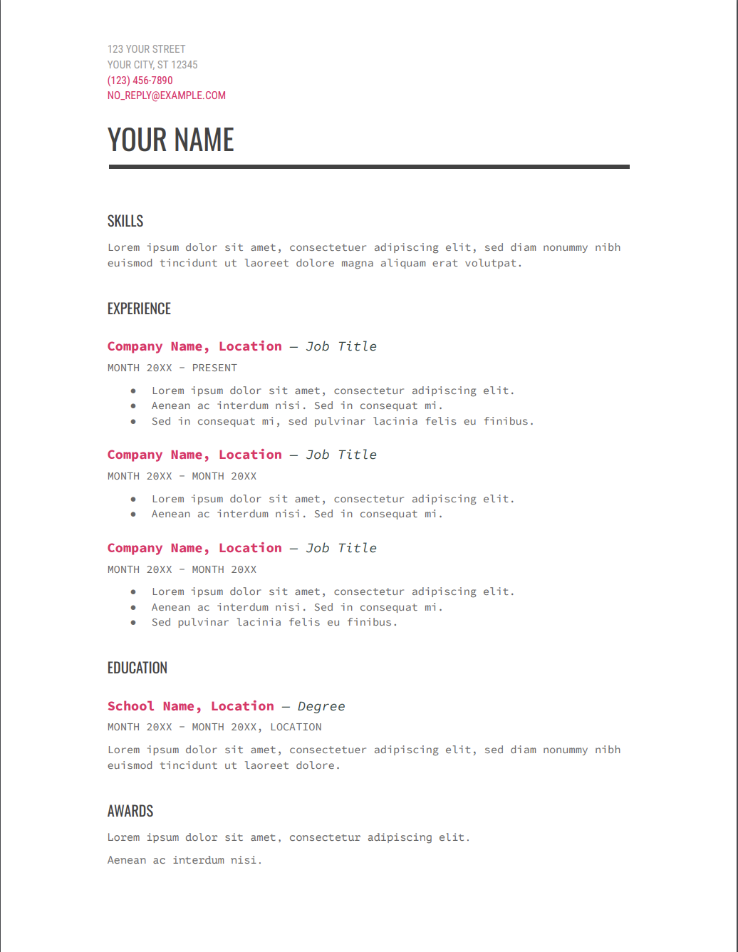 MF Resume Source Template